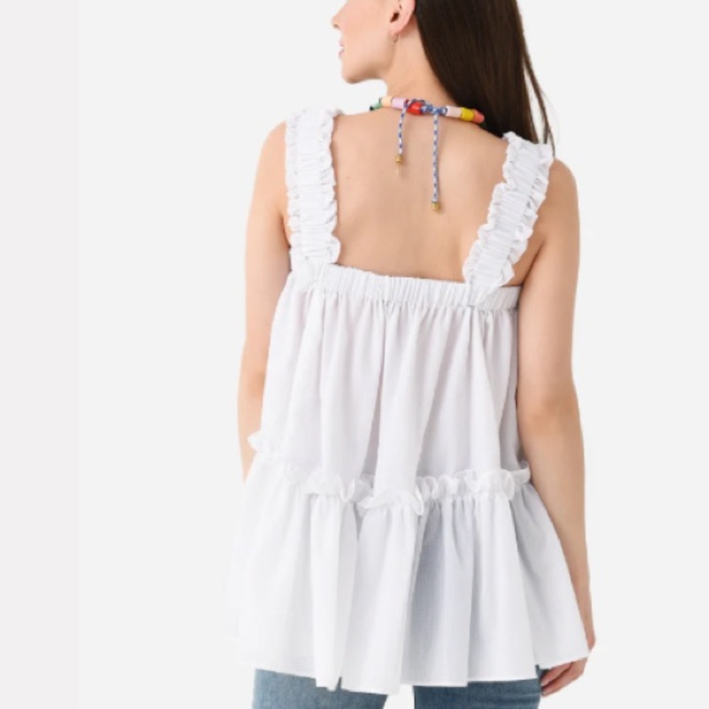 Women's Ruffled White Top - Picture 6 of 14